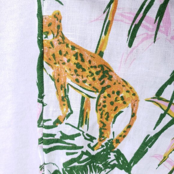 Rachel Zoe 100% Linen Multicolor Jungle Cheetah Monkey Wide Leg Modified Pants - Picture 7 of 14